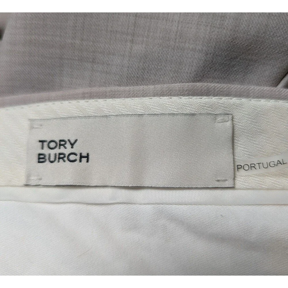 Tory Burch Size 14 Trouser Pants Wide Leg High Waist Taupe Suiting Melange